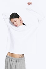 Weiß - Oversized-T-Shirt mit langen Ärmeln - 0