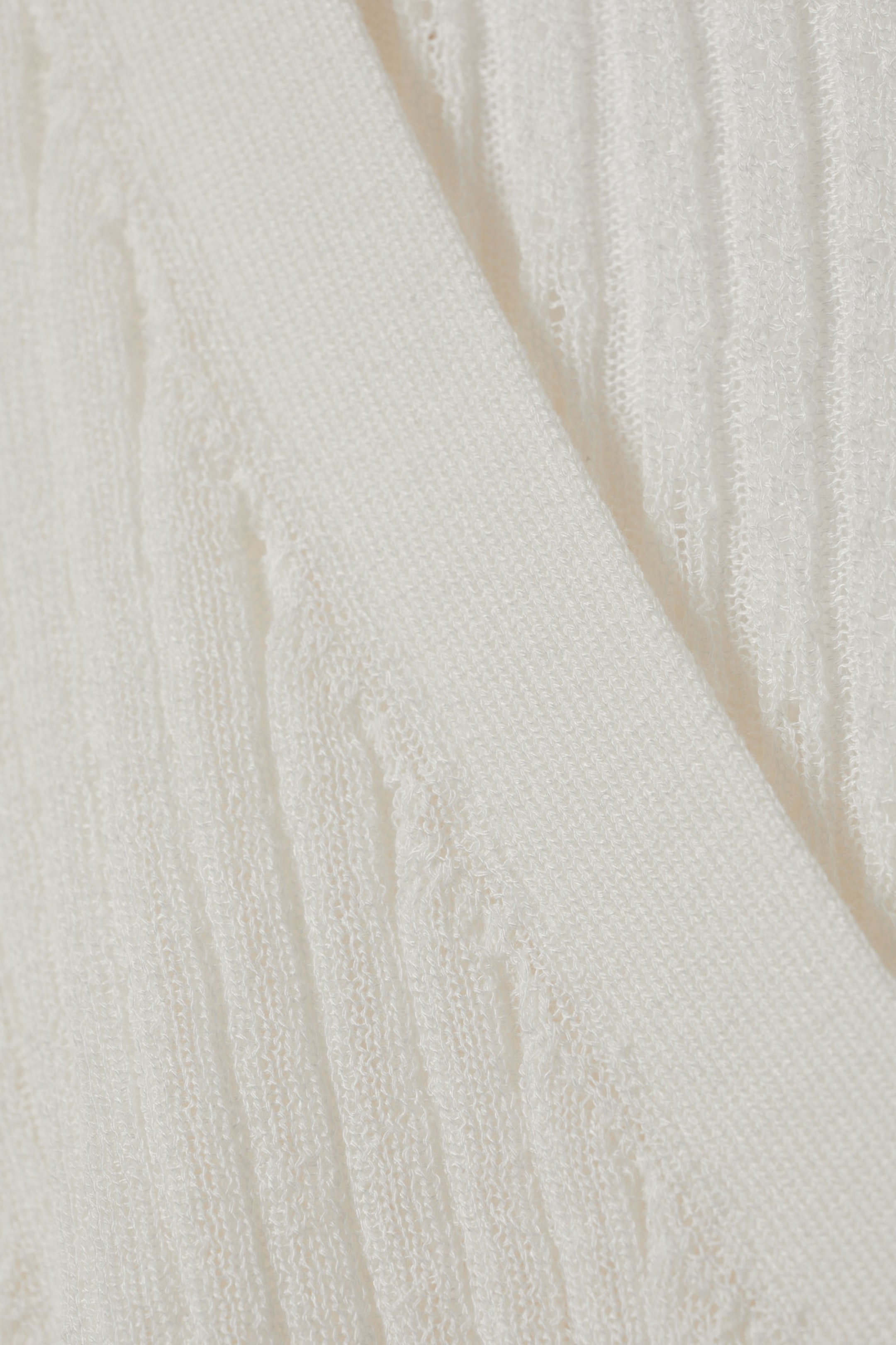 White - Pointelle Knitted Cardigan - 2