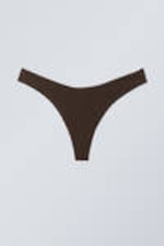 Dark Brown - V-Shaped Thong Bikini Bottoms - 4