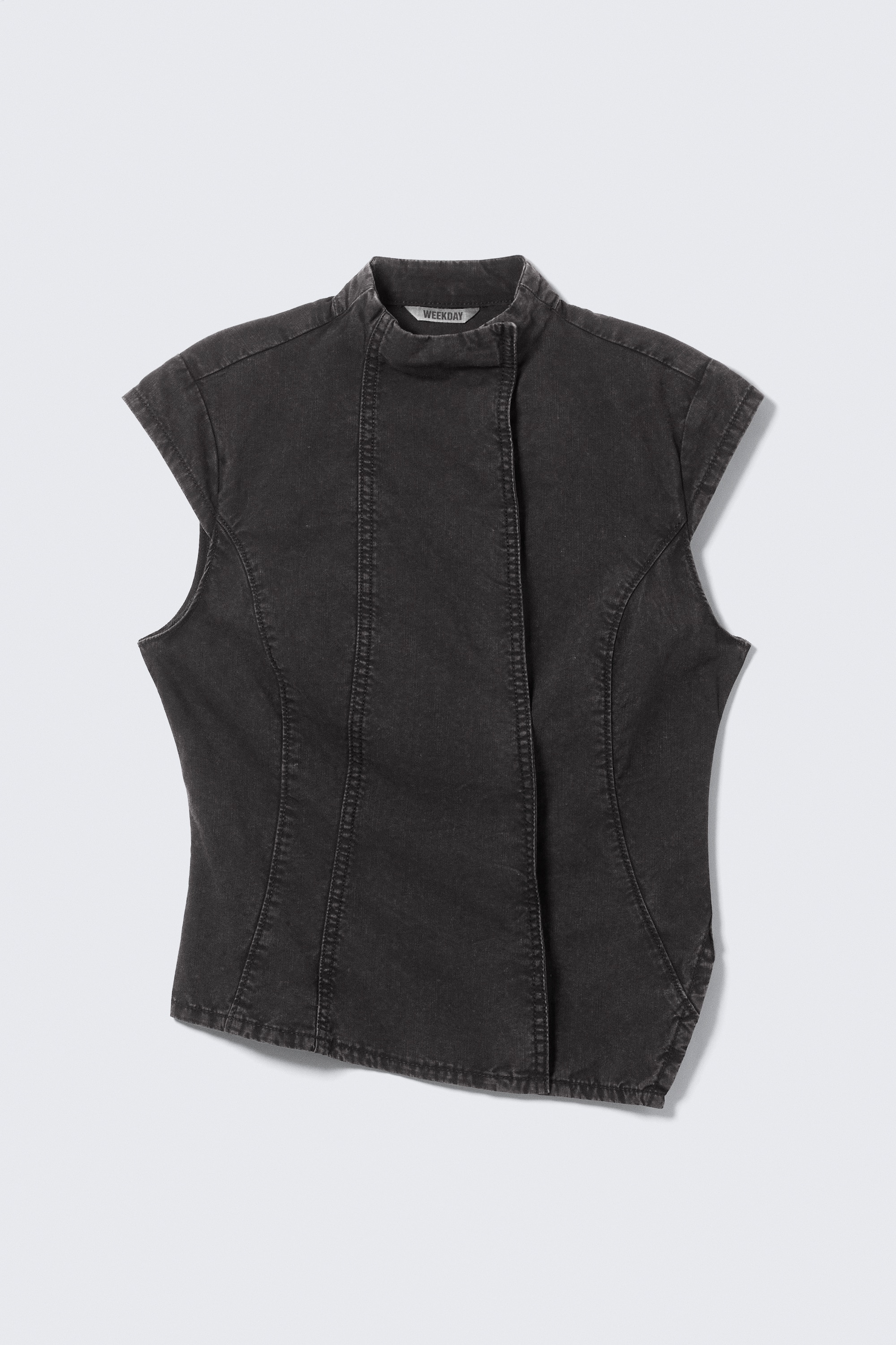 Top asimétrico de algodón - Negro/Gris