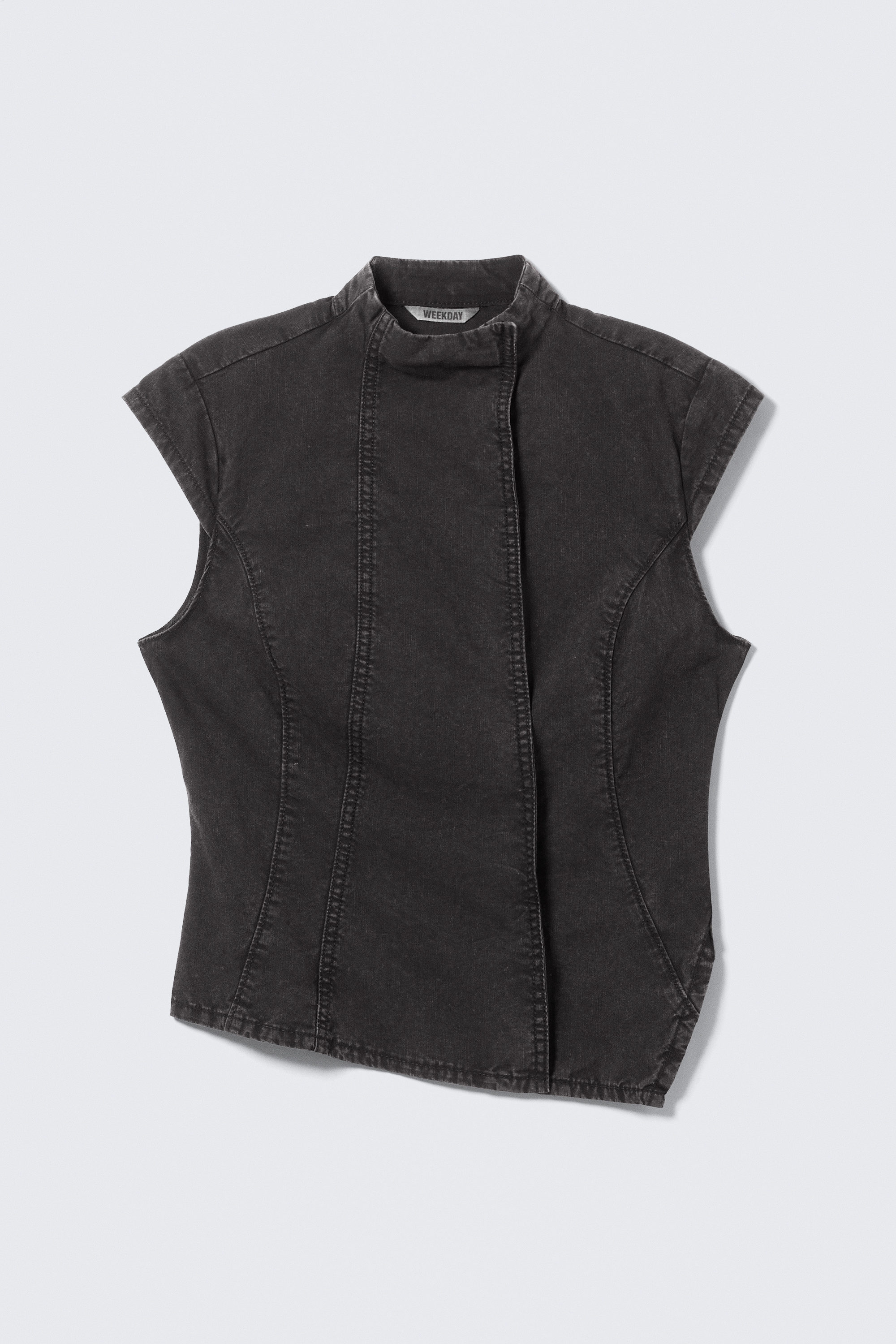 Black - Structured Asymmetric Cotton Top - 1