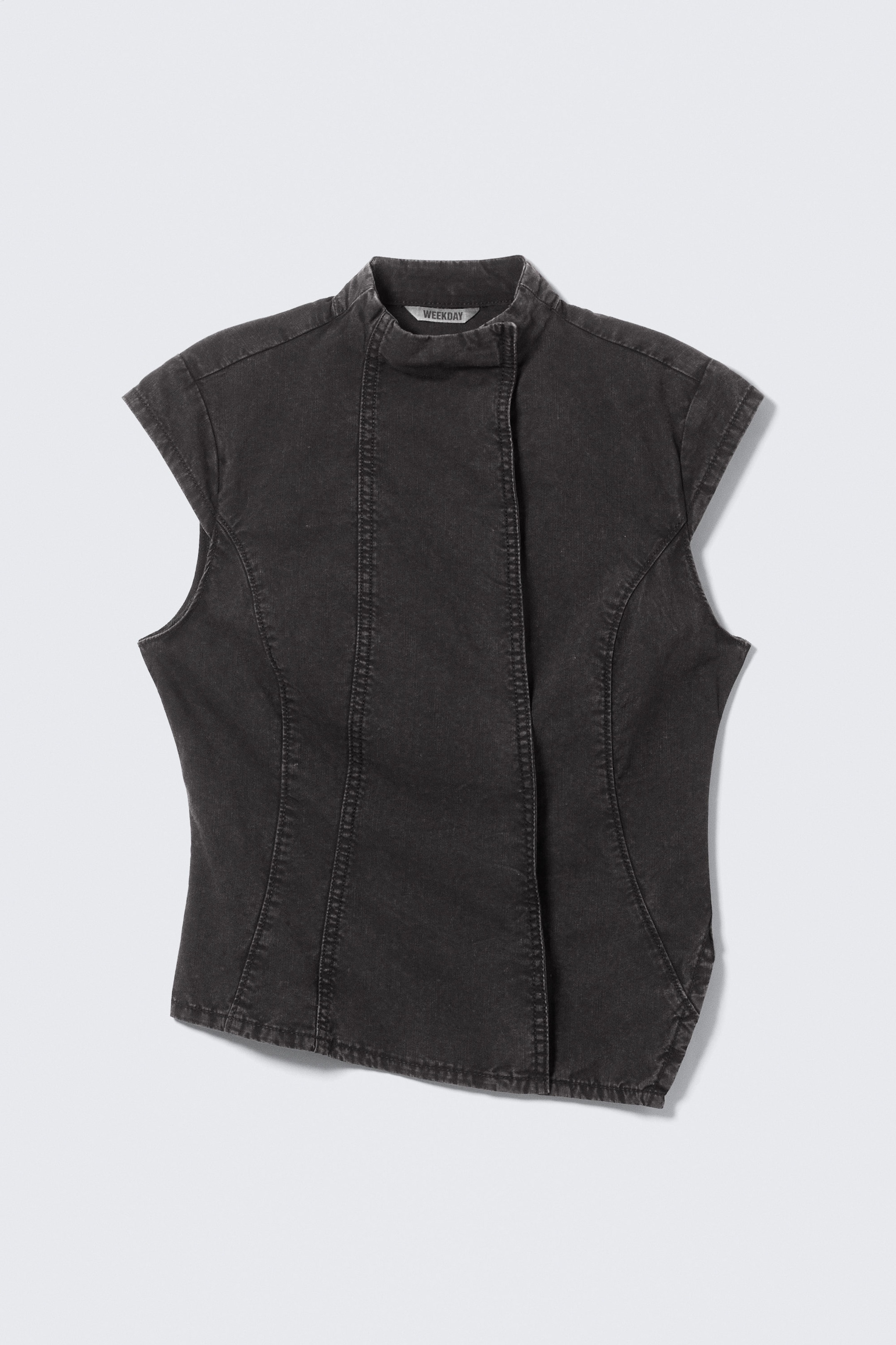 Black - Structured Asymmetric Cotton Top - 3