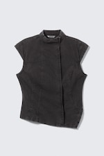 Black - Structured Asymmetric Cotton Top - 3