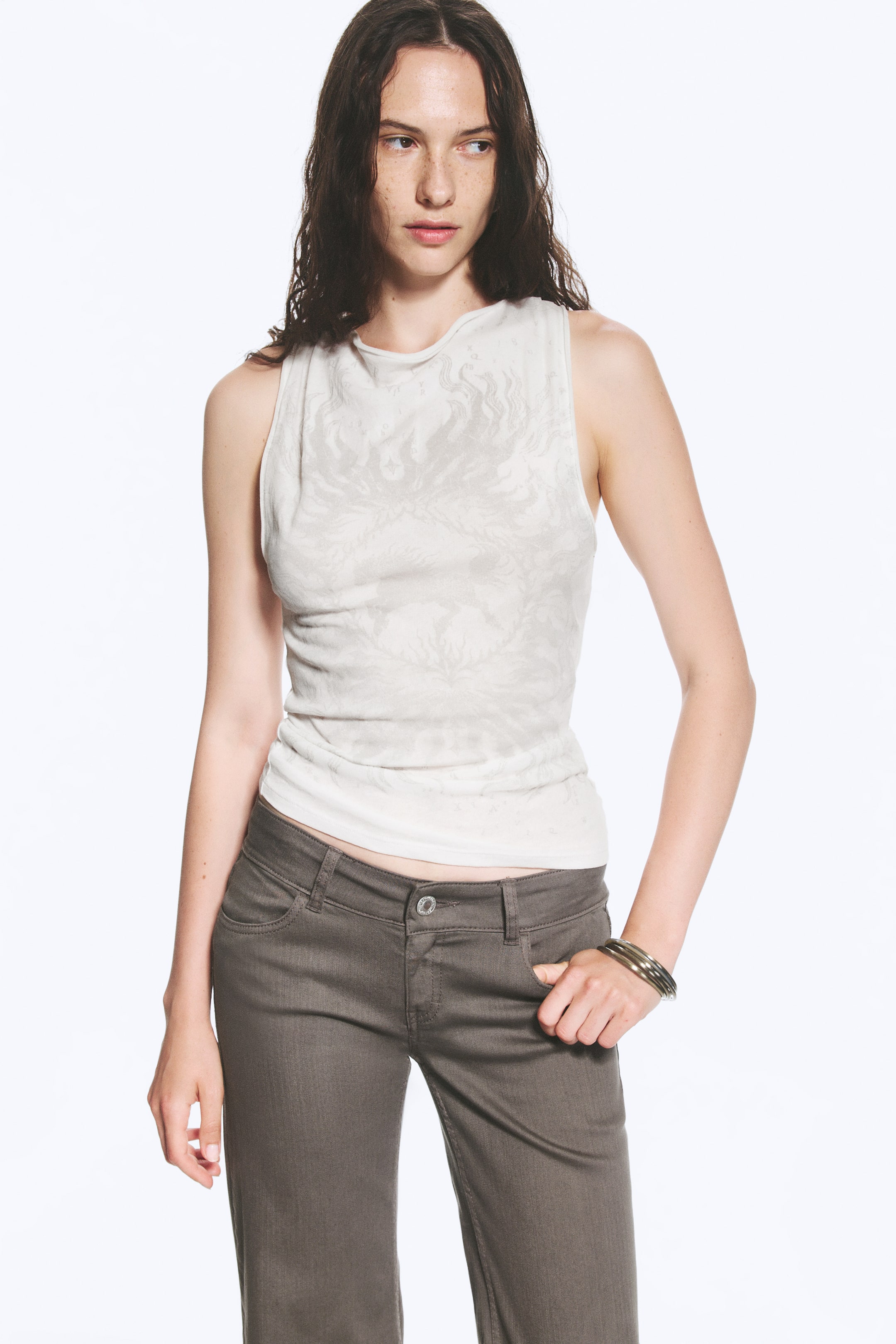 Se større billede: Tanktop med print - Hvid – hesteprint - DAME | H&M DK 1