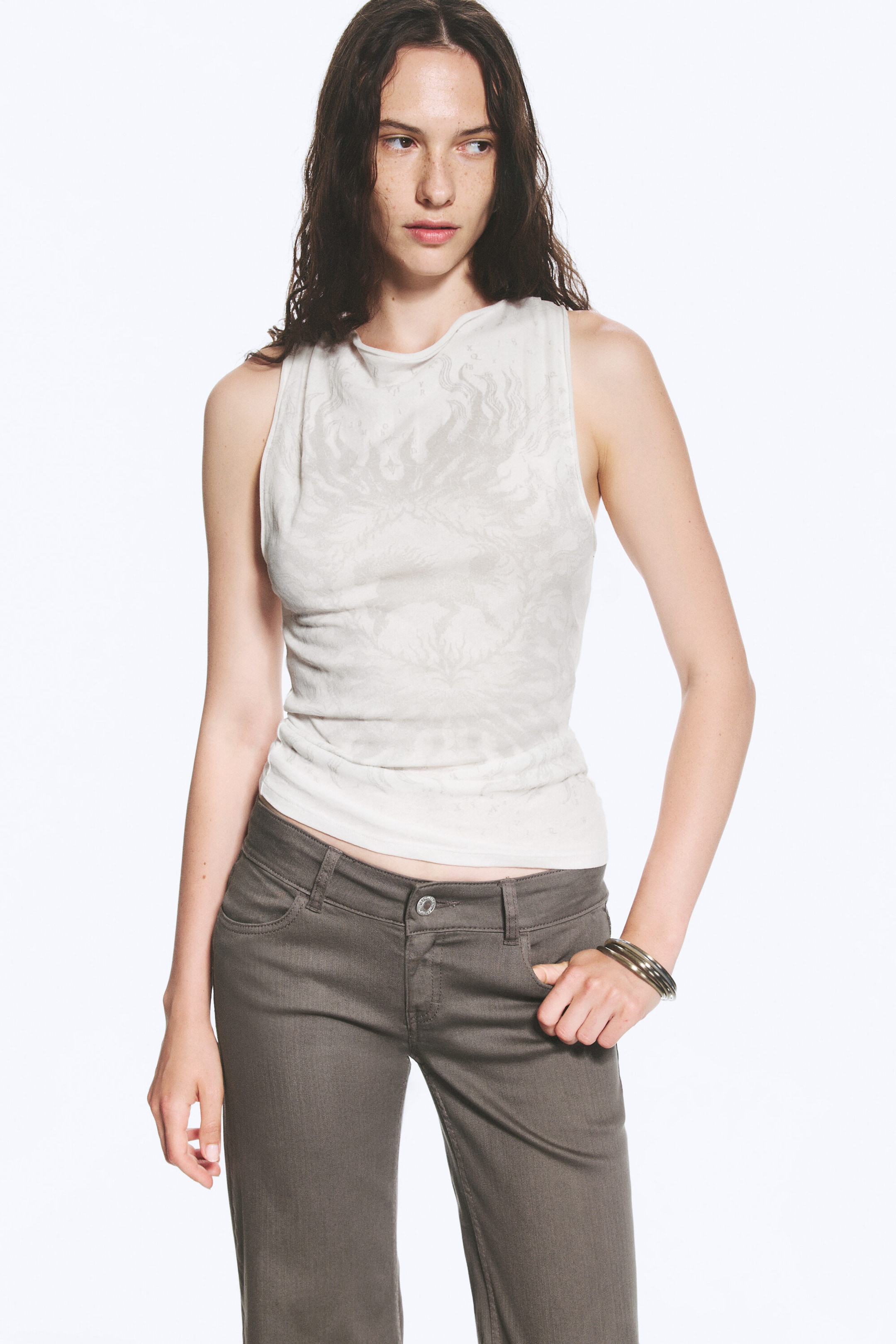 White - Horse Print - Printed tank top - 1