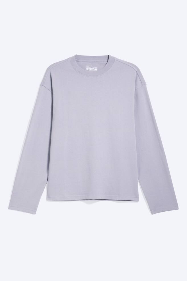 T-shirt a maniche lunghe Loose Boxy - Viola Polveroso/Bianco/Nero/Marrone scuro/Azzurro/Azzurro polvere/Righe blu e bianche/Marrone scuro a righe/Righe bianche e grigie/Bianco e blu navy a righe/Bianco - Marrone a righe/Blu navy scuro/Giallo/Bianco – Riga verde/Verde scuro - 1