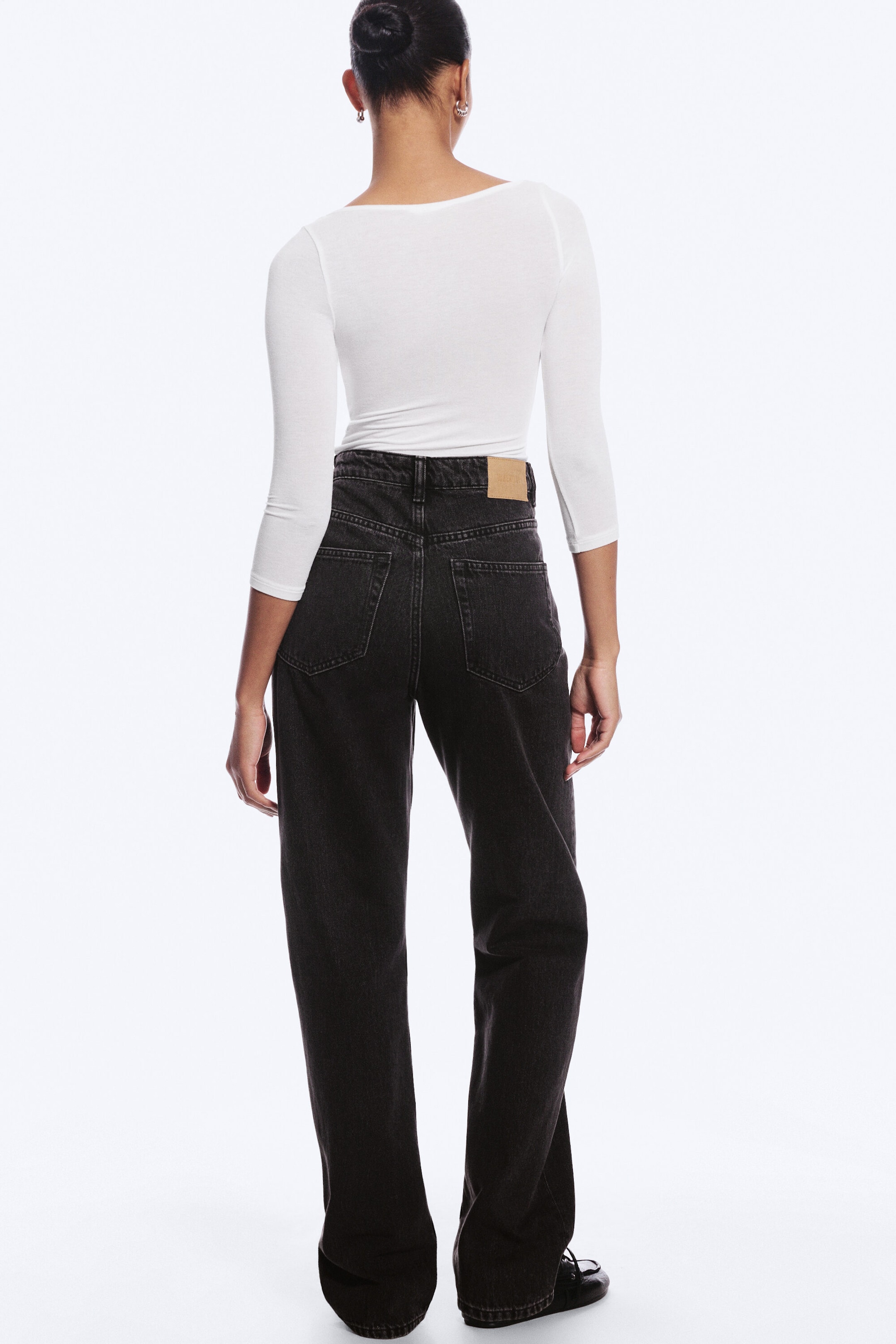 Echo Black - Black - Rowe Super High Waisted Regular Straight Jeans - 6