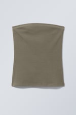 Khaki - Tania Rib Tube Top - 0