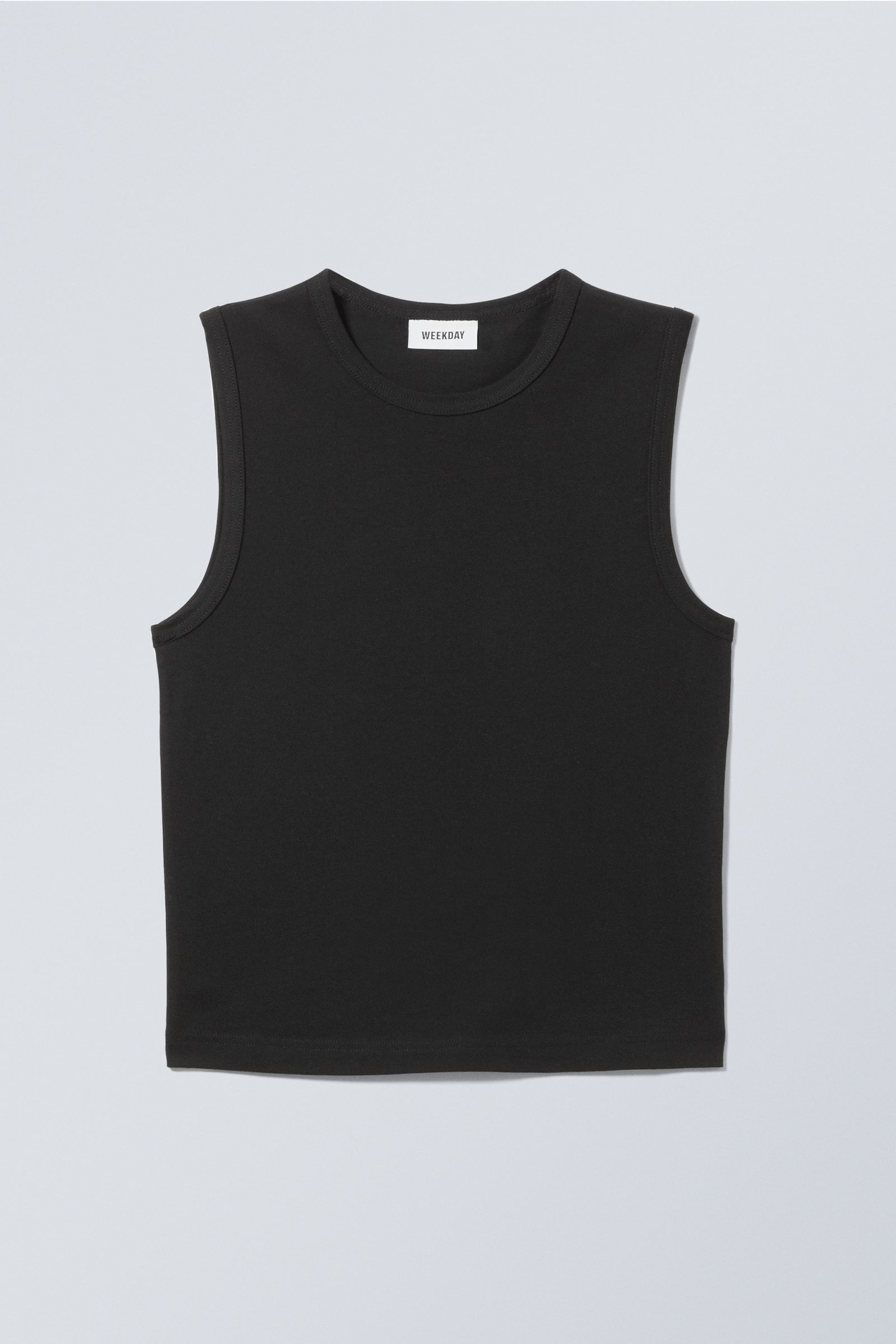 Schwarz - Schulterbetontes, eng anliegendes Tanktop - 1