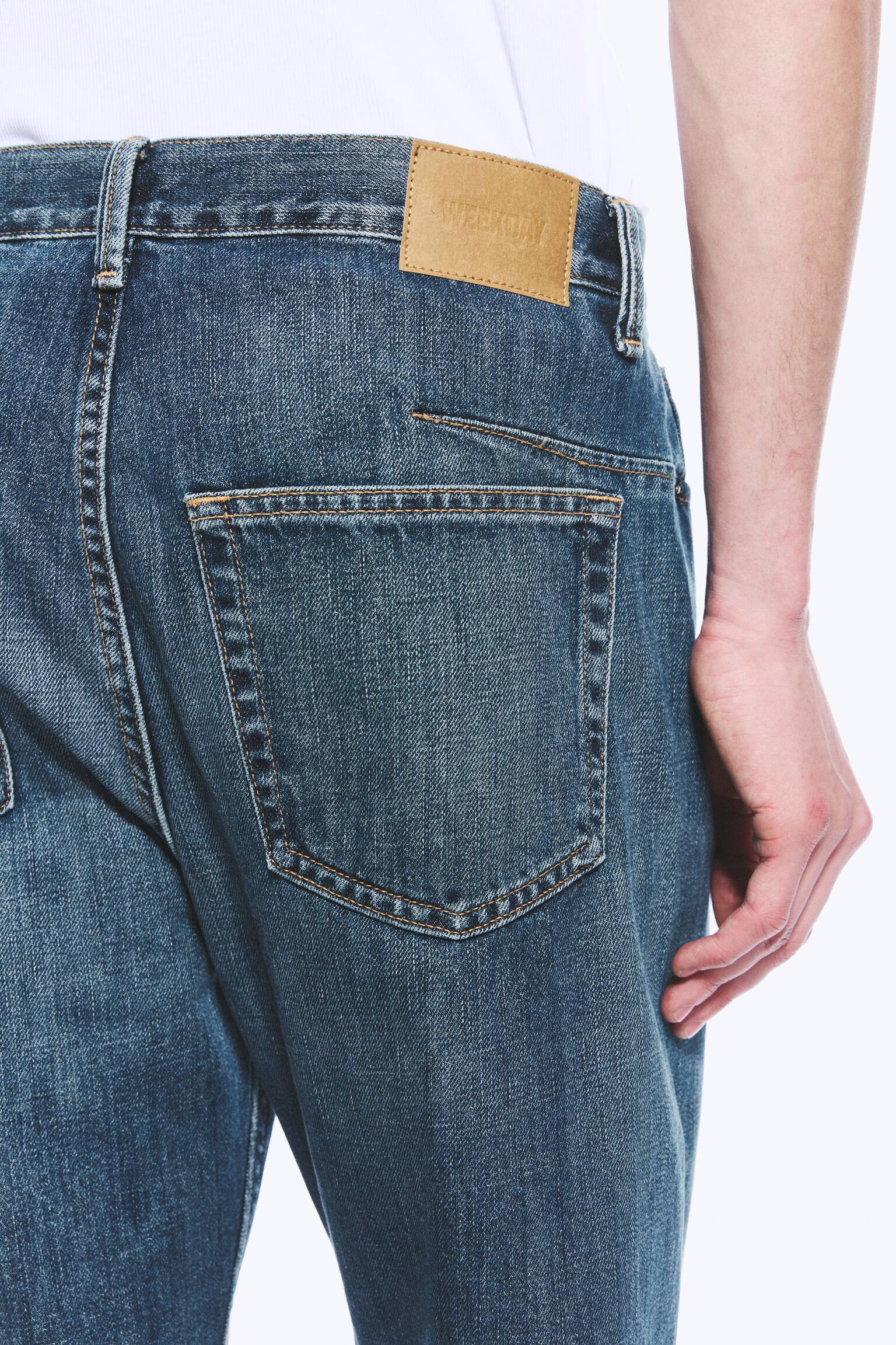 Space Mid Rise Relaxed Straight Dart Jeans - Spotted Blue - Dark Blue - 6