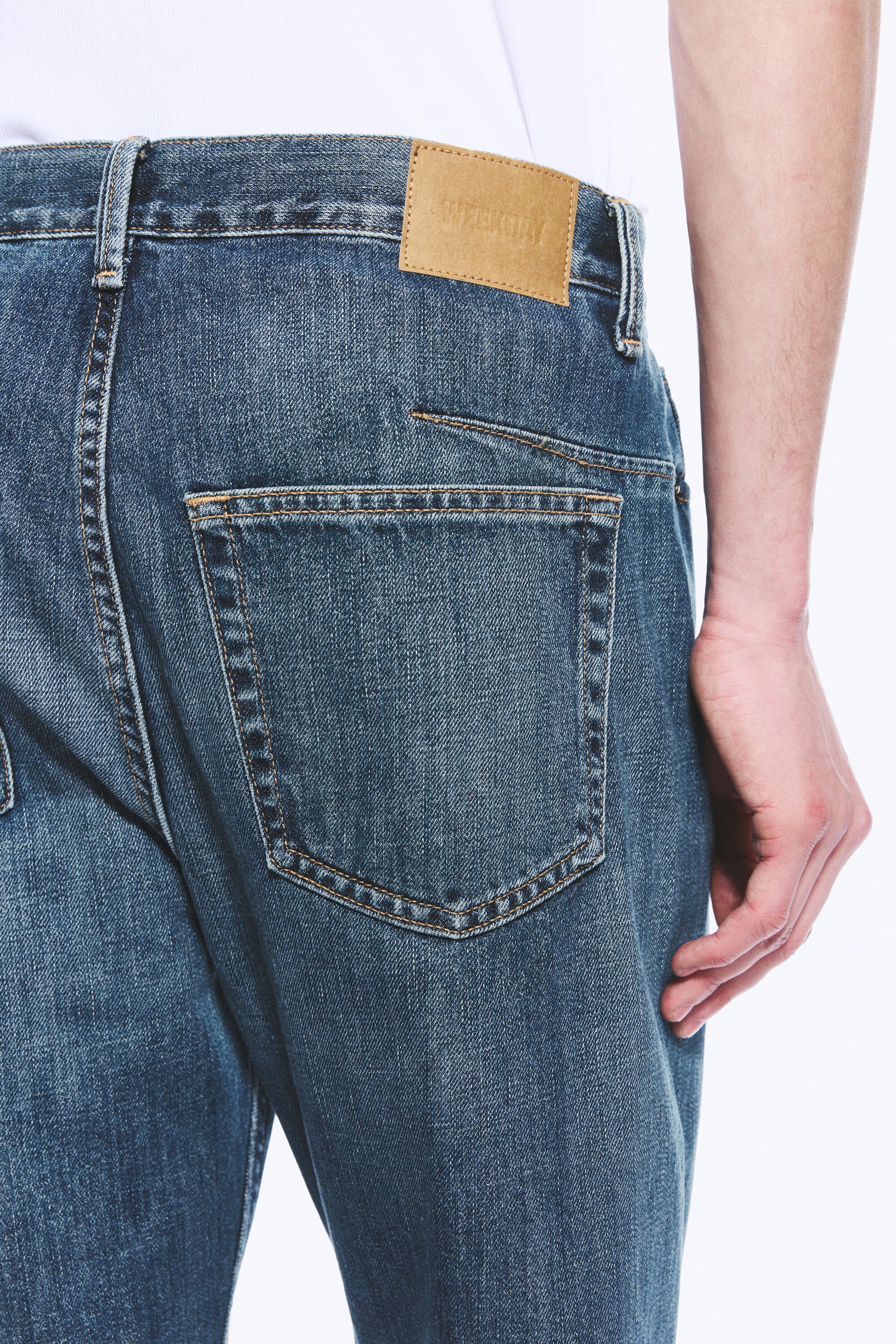 Spotted Blue - Dark Blue - Space Mid Rise Relaxed Straight Dart Jeans - 4