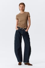 Washed Dark Beige - Slim Short-Sleeved Cotton T-shirt - 1