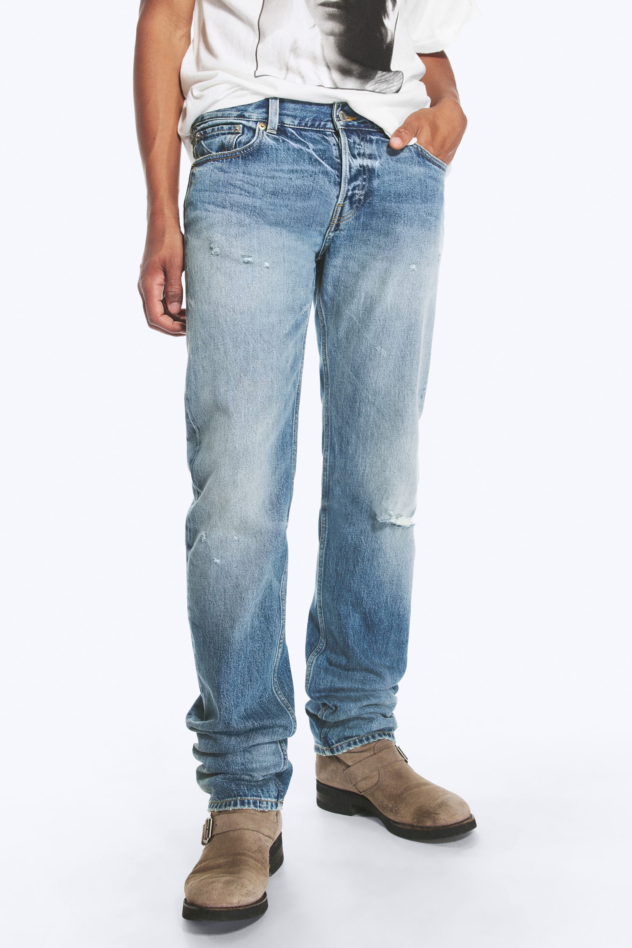 Stirrup Blue – middels blå - Comet jeans med lavt liv, slim-fit og rette ben - 2