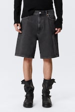 Tuned Black - Galaxy Mid Rise Loose Denim Shorts - 1