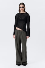 Noir - Haut transparent asymétrique à col bateau - 2