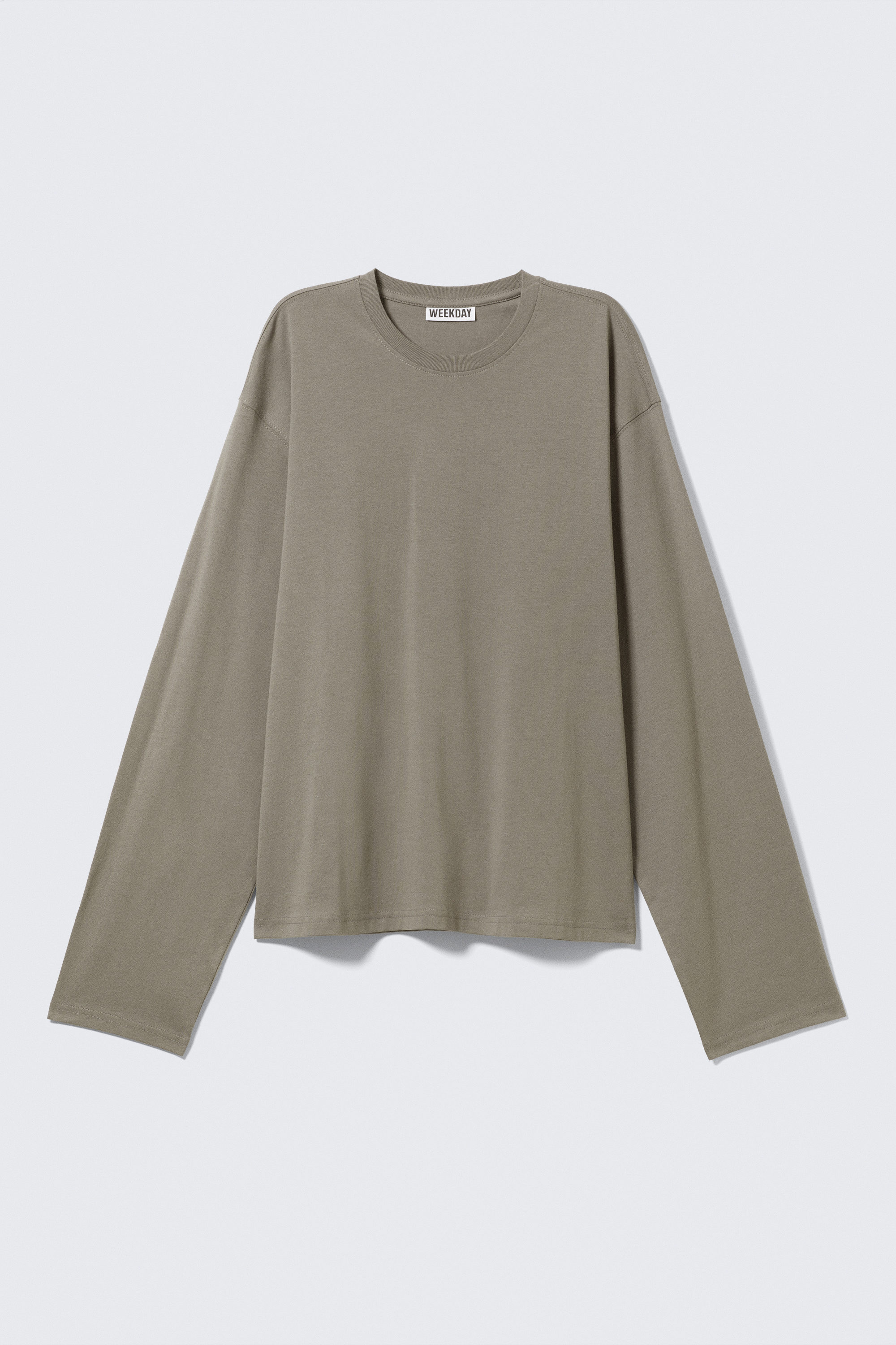 Grijs - Boxy katoenen T-shirt met lange mouwen - 1