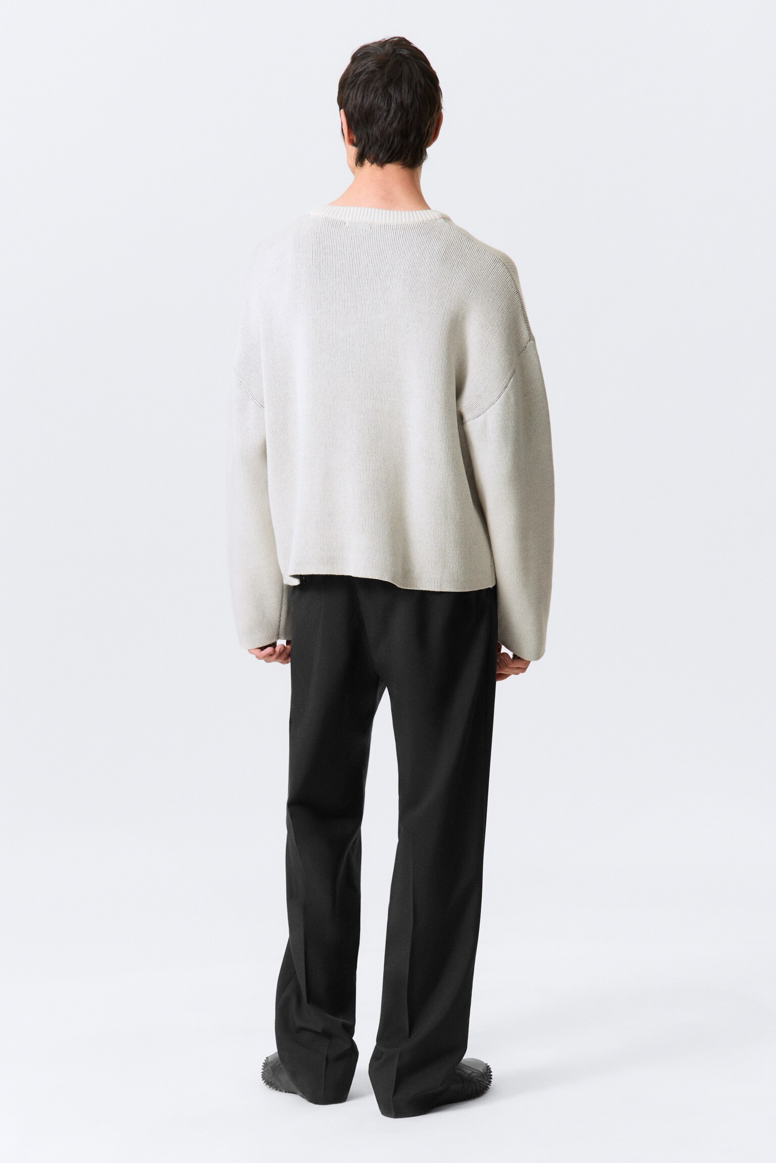 Pull jacquard graphique boxy - Blanc sale - Motif carré - 5