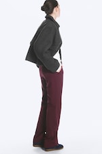 Dark Red - Low waist straight slim trousers - 1