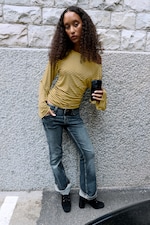 Striped Lime - Waisted long-sleeved top - 2
