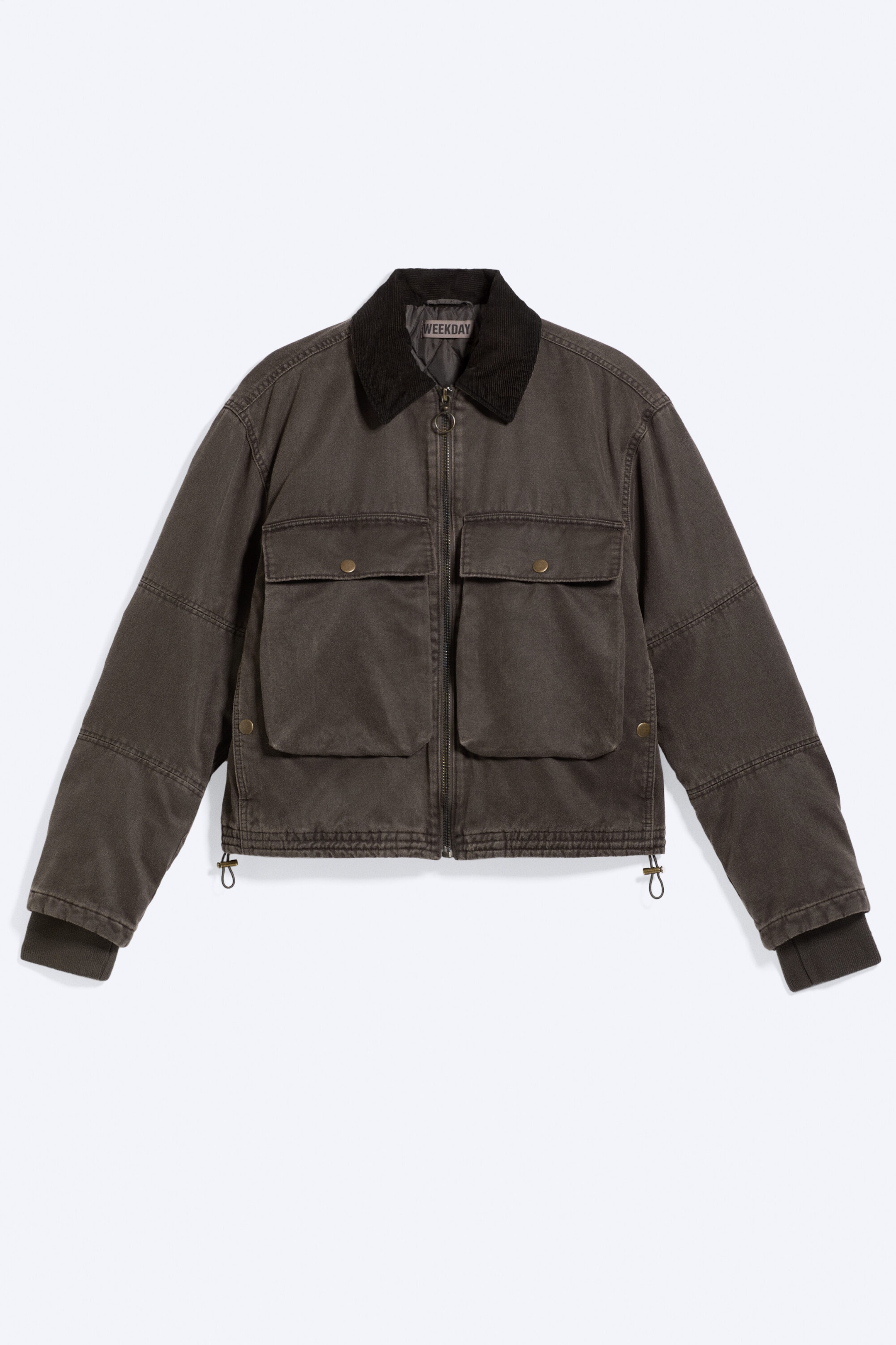 Dunkles Taupe - Übergangsjacke mit Kordelzug - 4