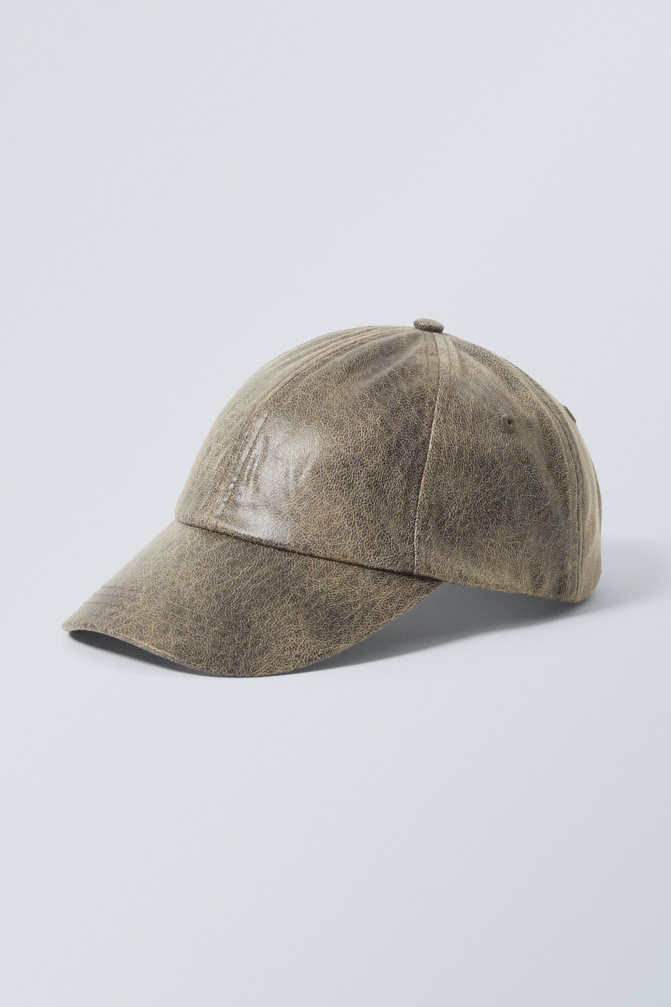Black - Faux Leather Cap - 1