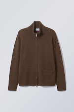 Dunkelbraun - Strickjacke Mattias mit regulärer Passform - 0
