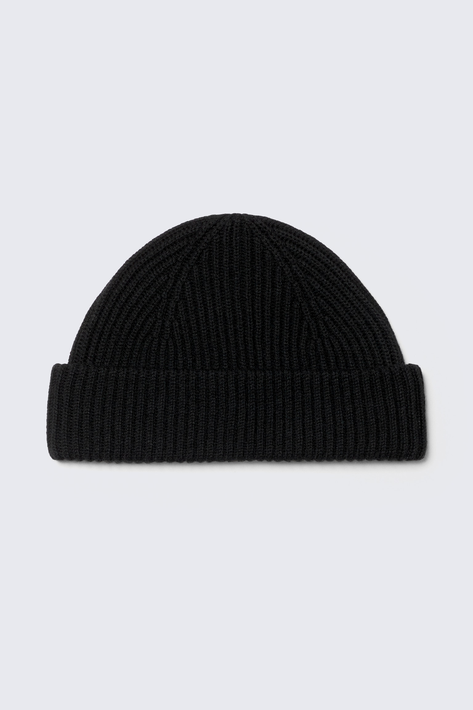 Fold Knit Wool Blend Beanie - Fekete
