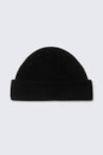 Black - Fold Knit Wool Blend Beanie - 0