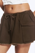 Dark Brown - Utility Twill Mini Skirt - 2