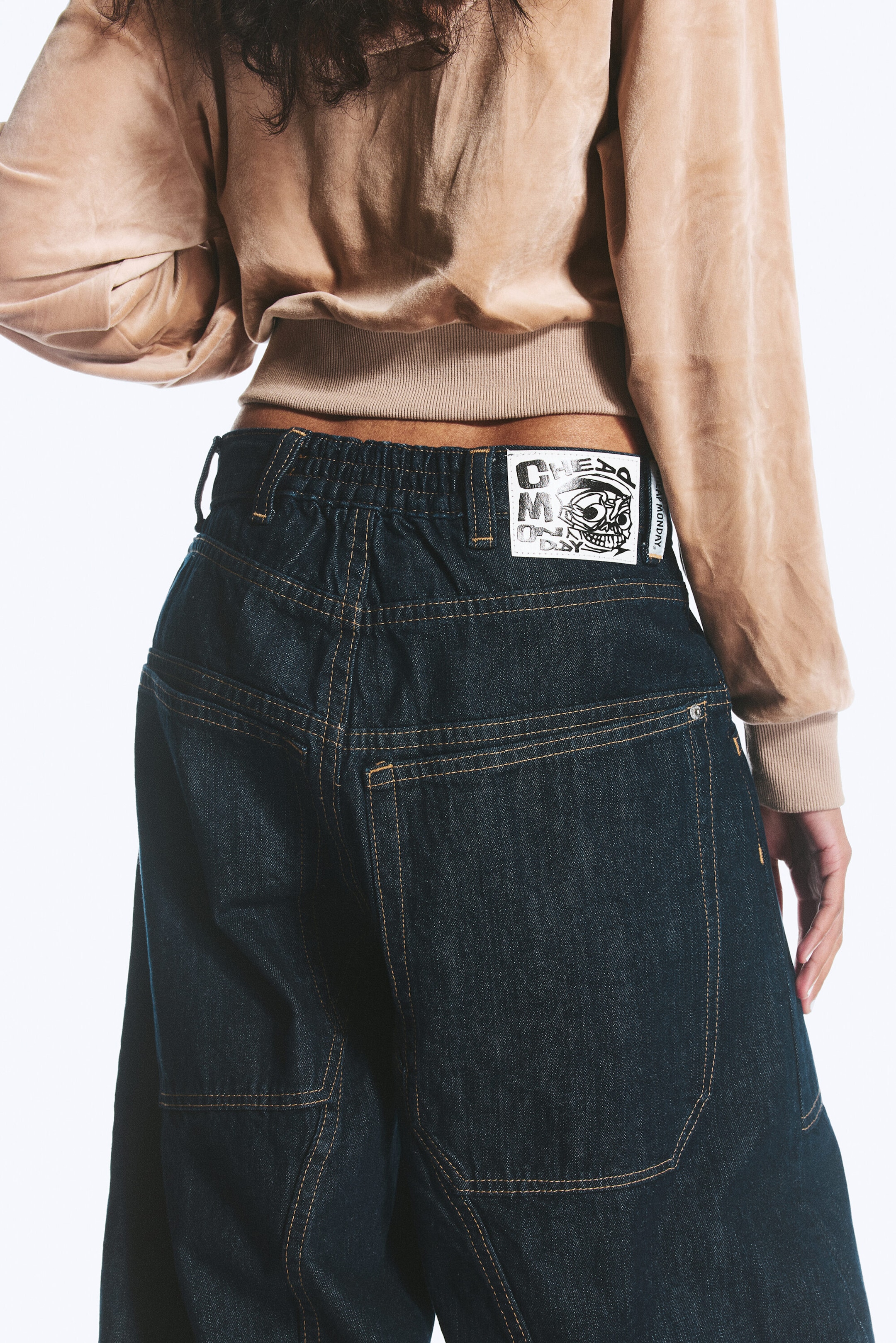 Blue Rinse - Dark Blue - Dunno Unisex Low Rise Loose Barrel Jeans - 8