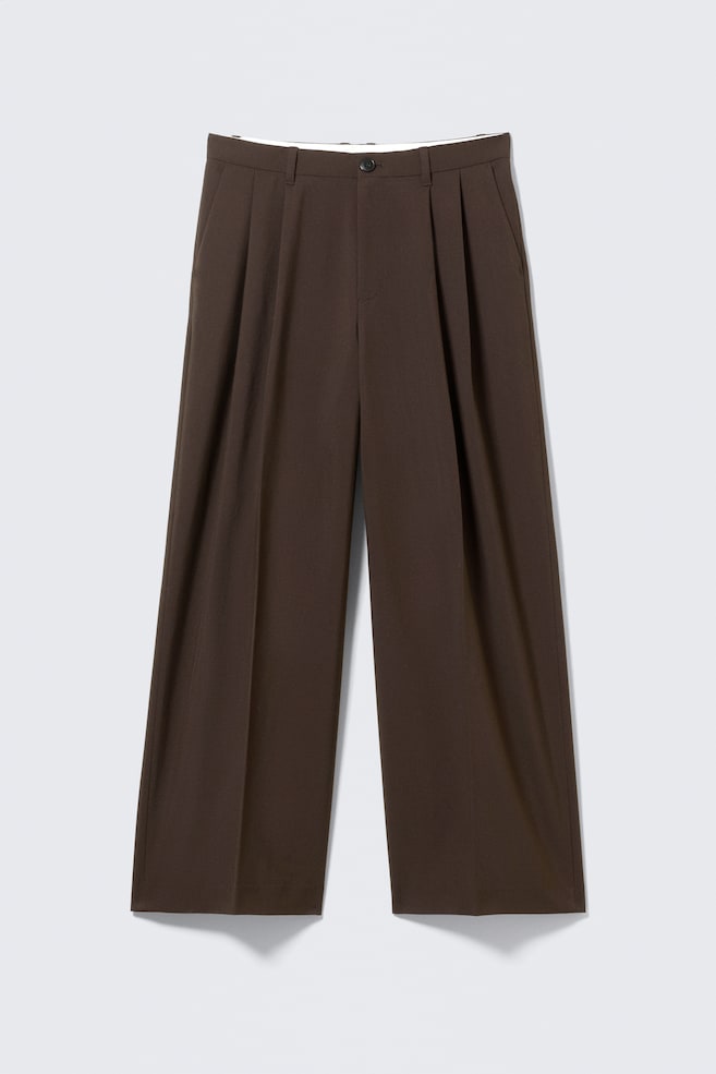Hose Nate - Baggy Fit, normaler Bund, gerades Bein - Dunkelbraun/Schwarz/Brauner Nadelstreifen/Dunkelgrau gestreift/Beige meliert m. Nadelstreifen - 1