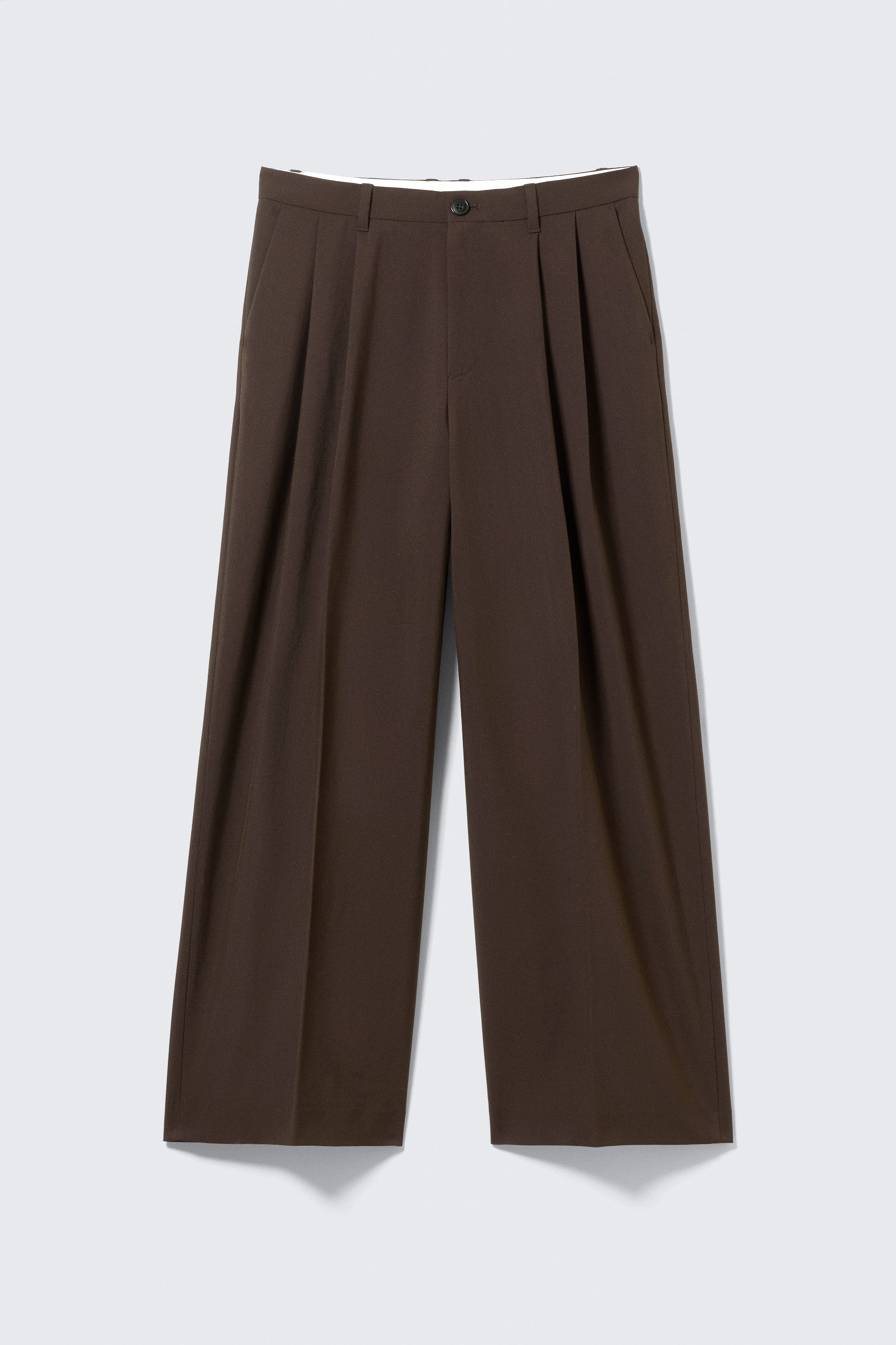 Dark Brown - Nate Loose Fit Pleated Suit Trousers - 1