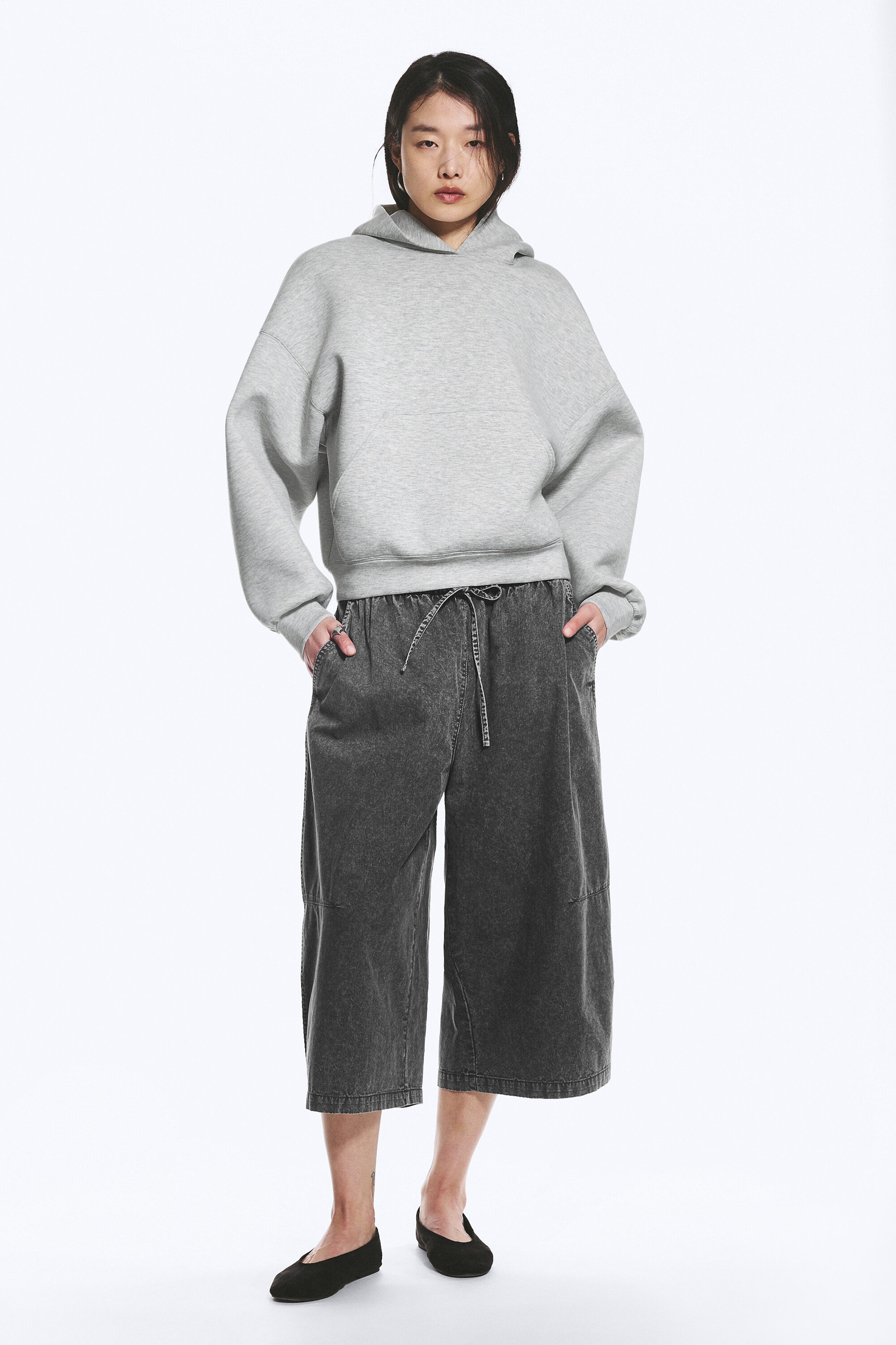 Light Grey - Oversized Scuba Hoodie - 2