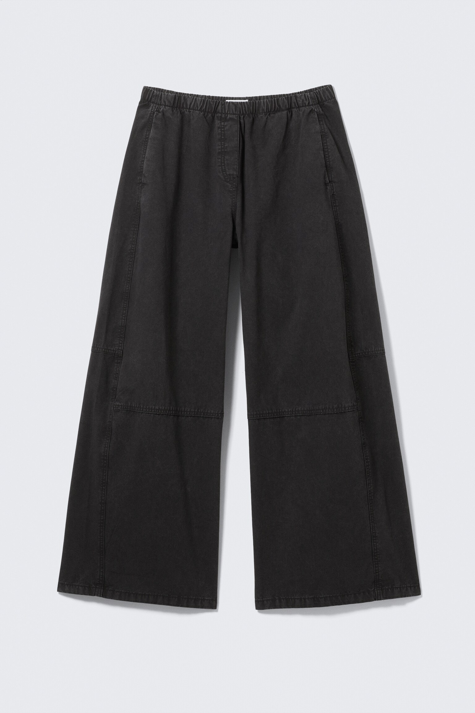 Low Rise Baggy Washed Canvas Trousers - Washed Black/Washed Dark Khaki Green - 2