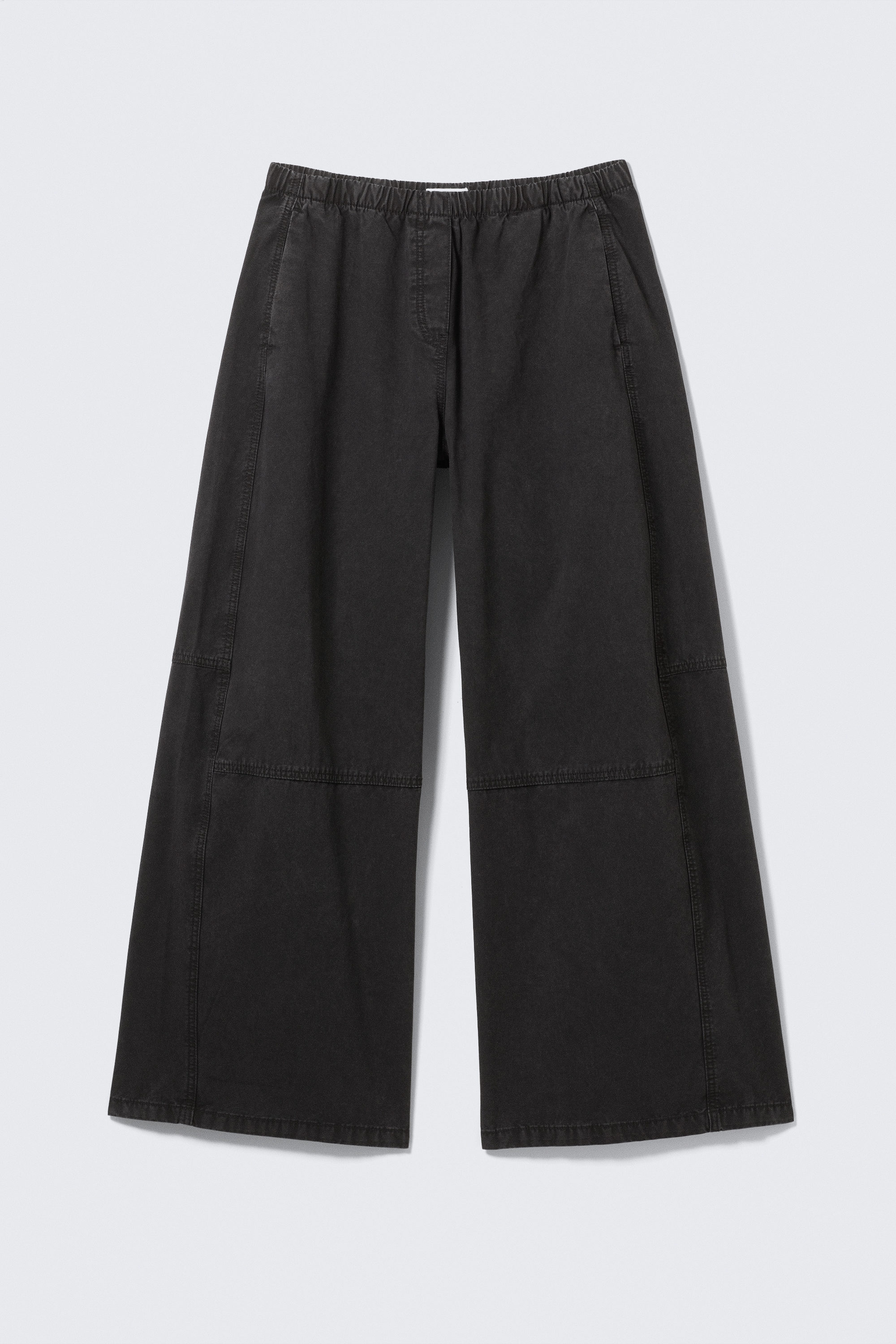 Washed Black - Low Rise Baggy Washed Canvas Trousers - 1
