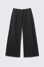 Washed Black - Low Rise Baggy Washed Canvas Trousers - 3