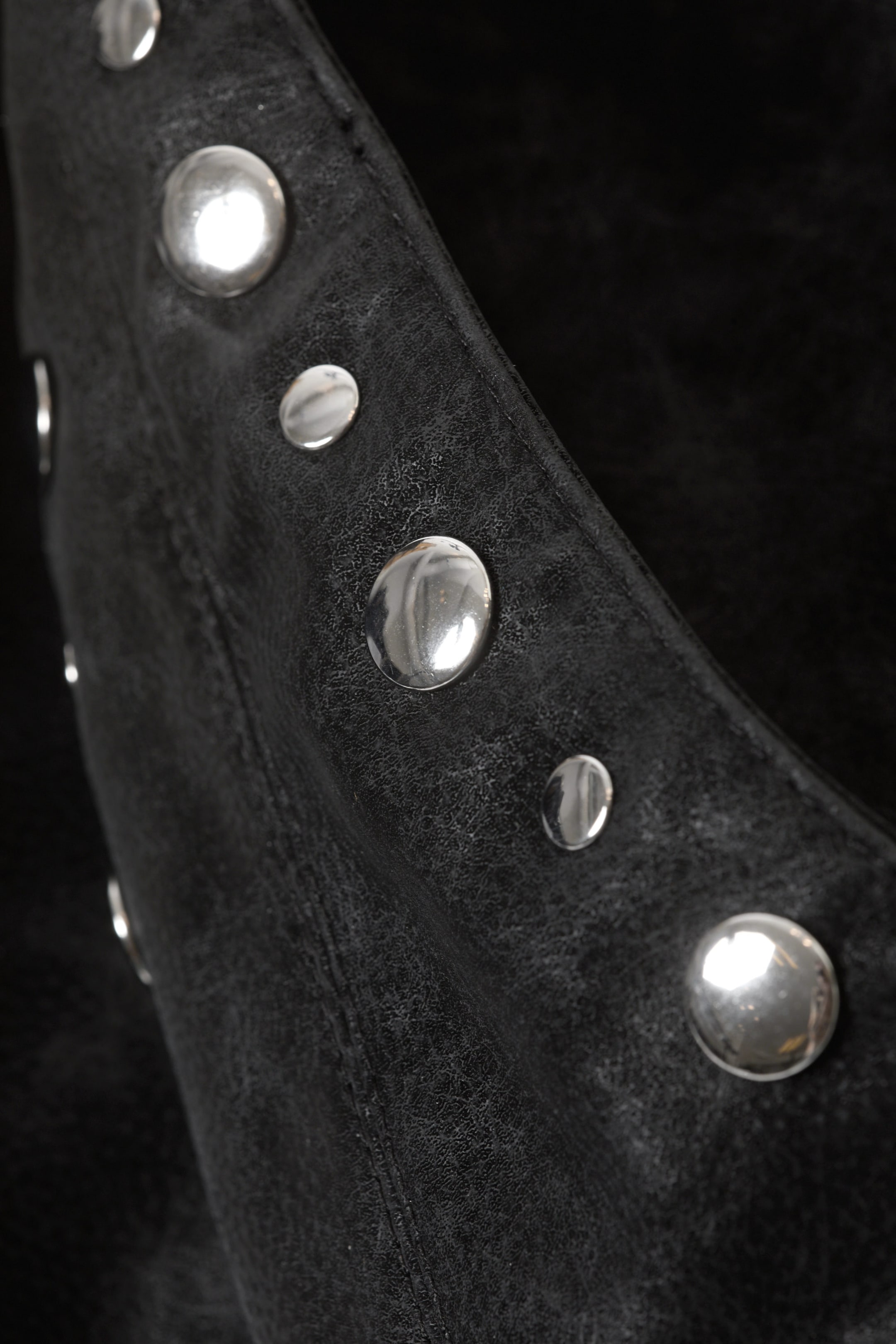 Studded Black - Slouchy Faux Leather Shoulder - 4