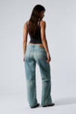 Cyan Dust - Medium Blue - Ample Low Rise Loose Wide Leg Jeans - 3