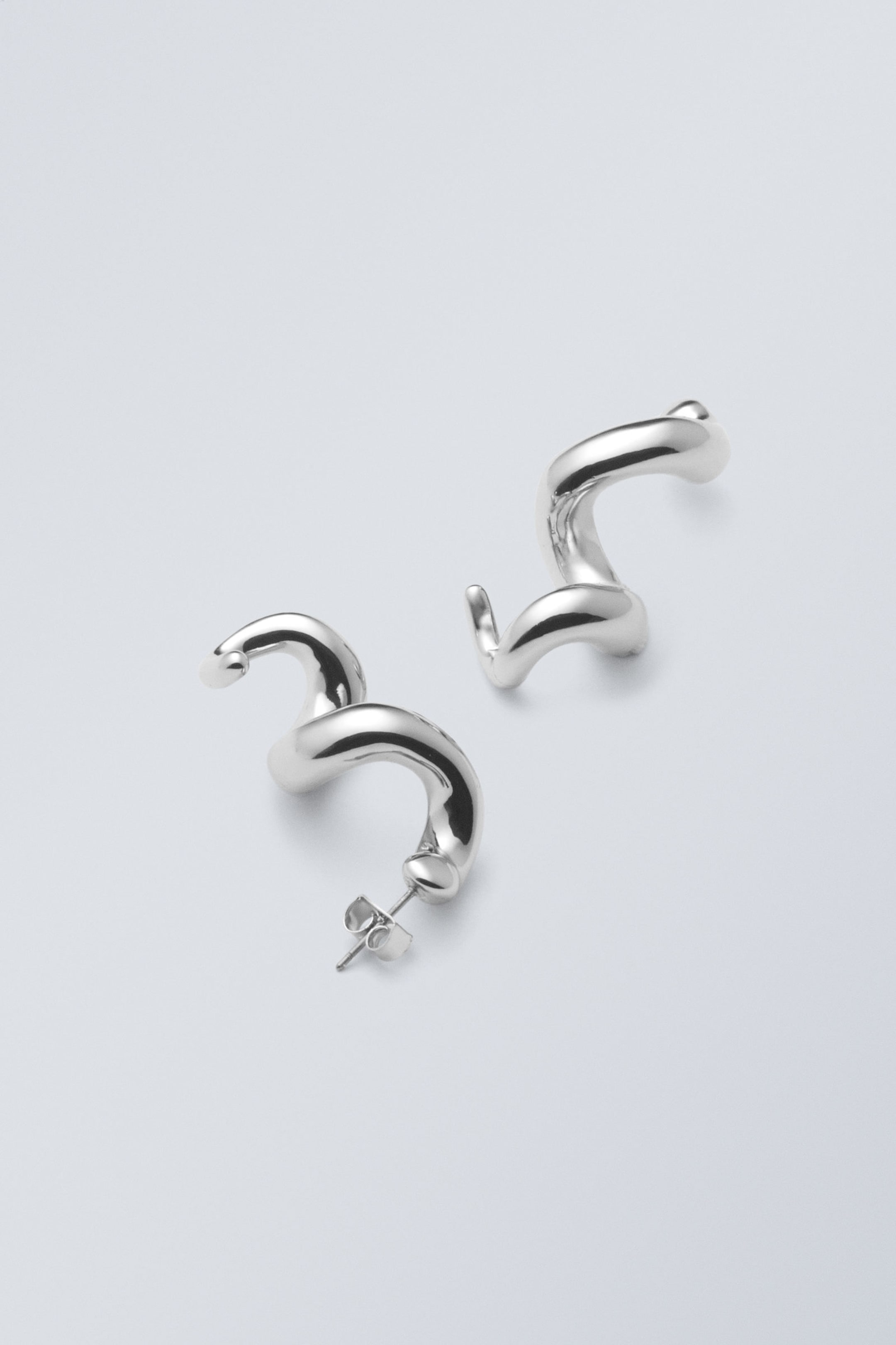 Silver-coloured - Twisted Swirly Earrings - 0