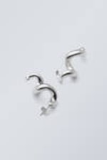 Silver-coloured - Twisted Swirly Earrings - 0
