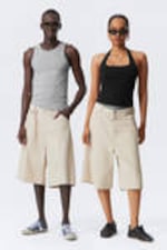 Ecru - Astro Loose Baggy Linen-Blend Shorts - 0