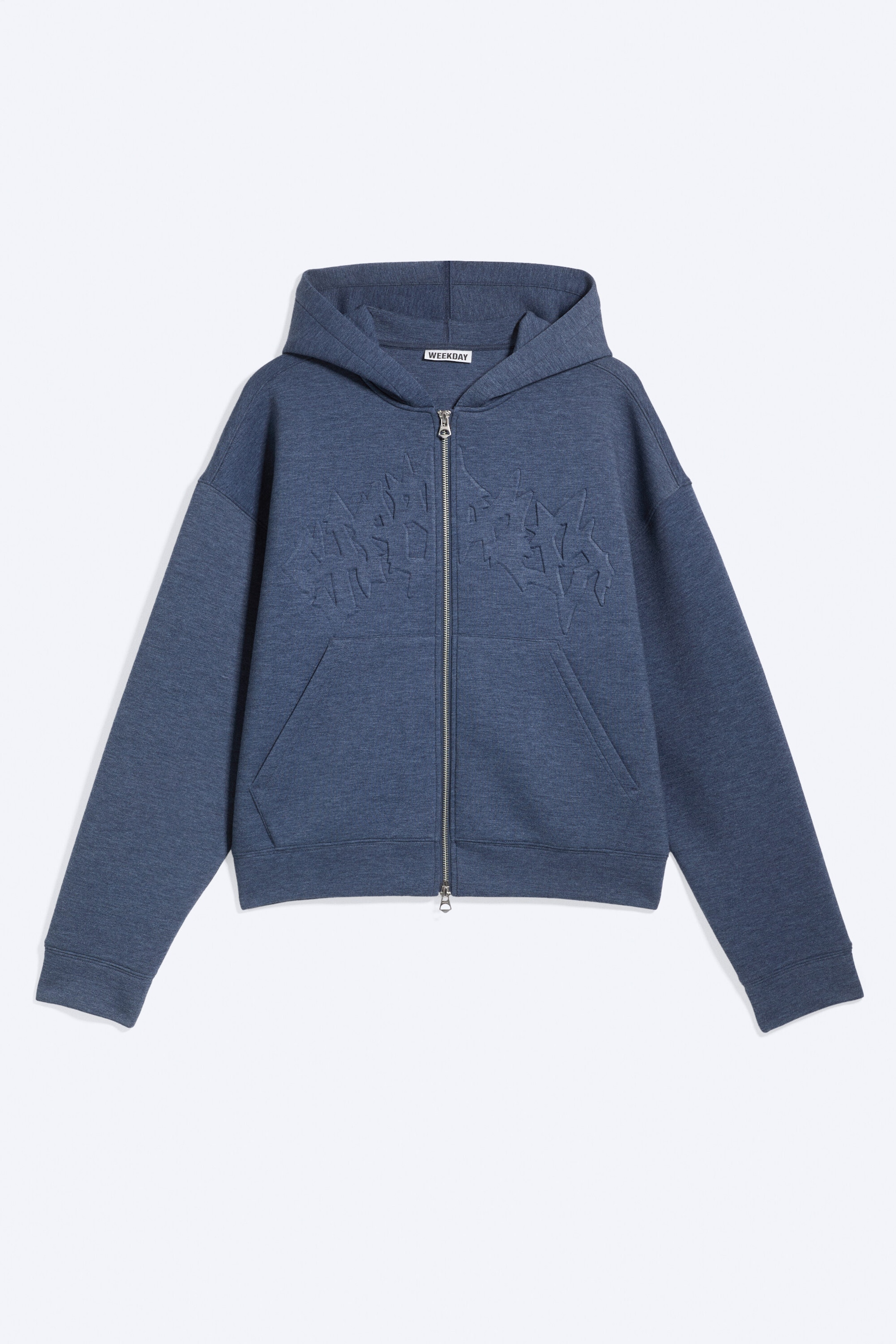 Donkerblauw - reliëf - Simon Graphic Scuba Zip Hoodie - 0
