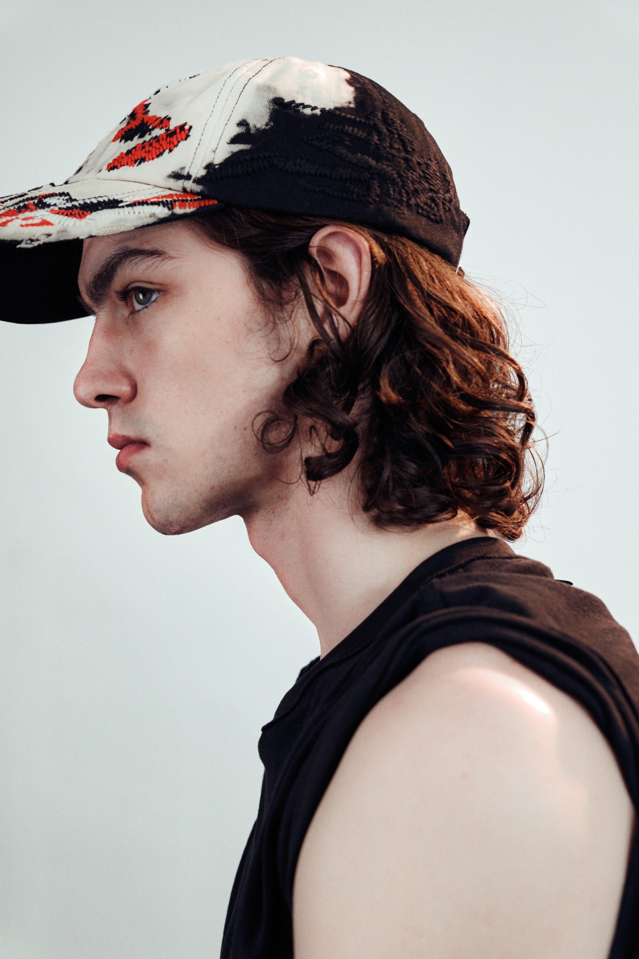 Black - Distressed Embroidered Baseball Cap - 2