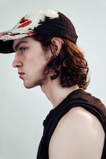 Black - Distressed Embroidered Baseball Cap - 1