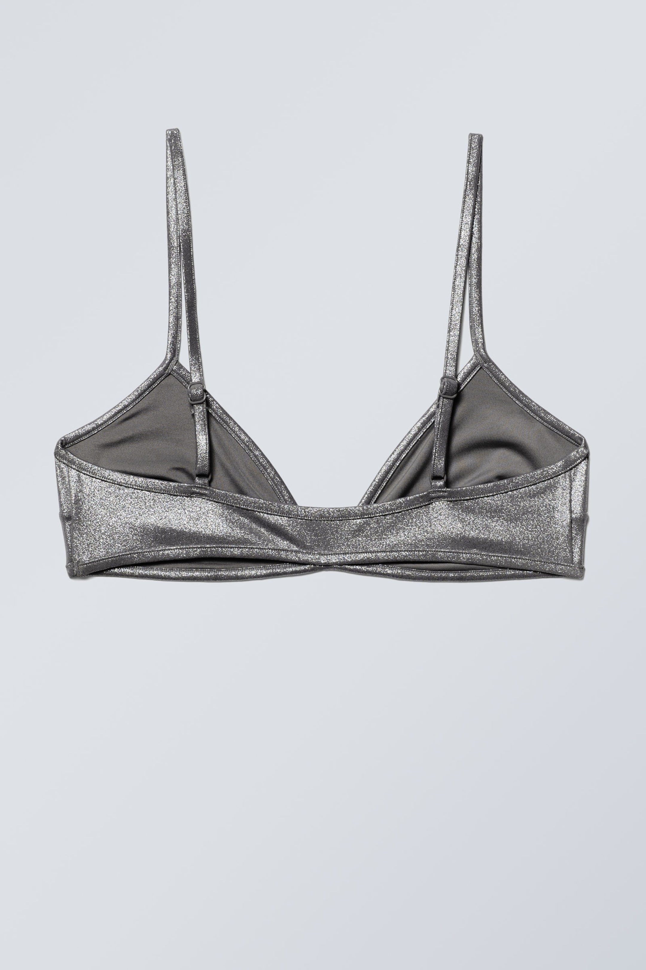 Grey Glitter - Minimal Glitter Bikini Top - 2
