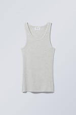 Grey - Close Fitted Tank Top - 0