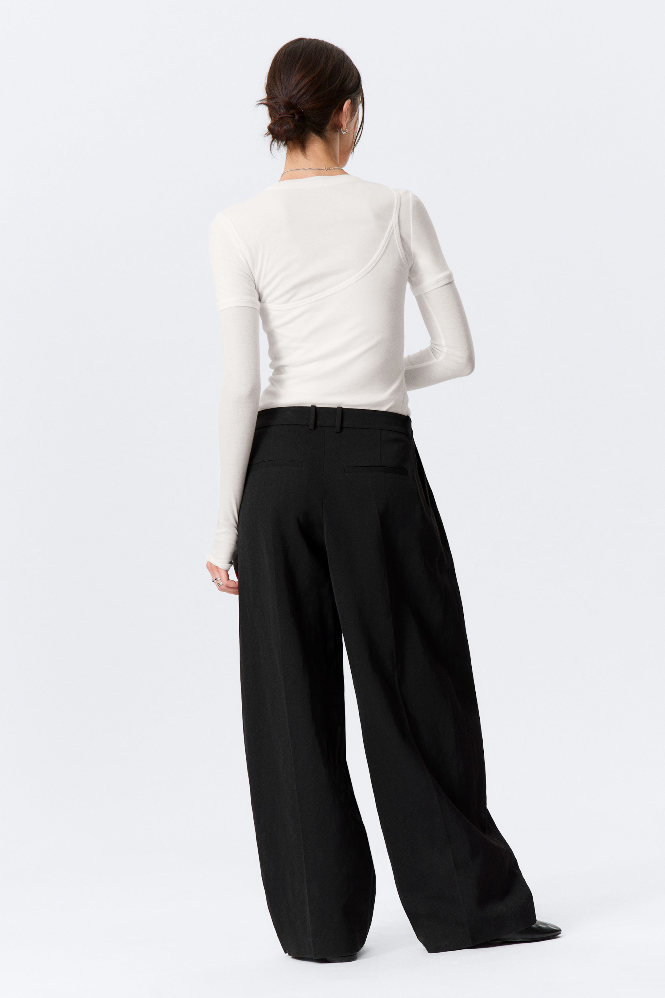 White - Triple-Layered Long-Sleeved Cotton Top - 3