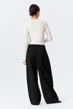 White - Triple-Layered Long-Sleeved Cotton Top - 3