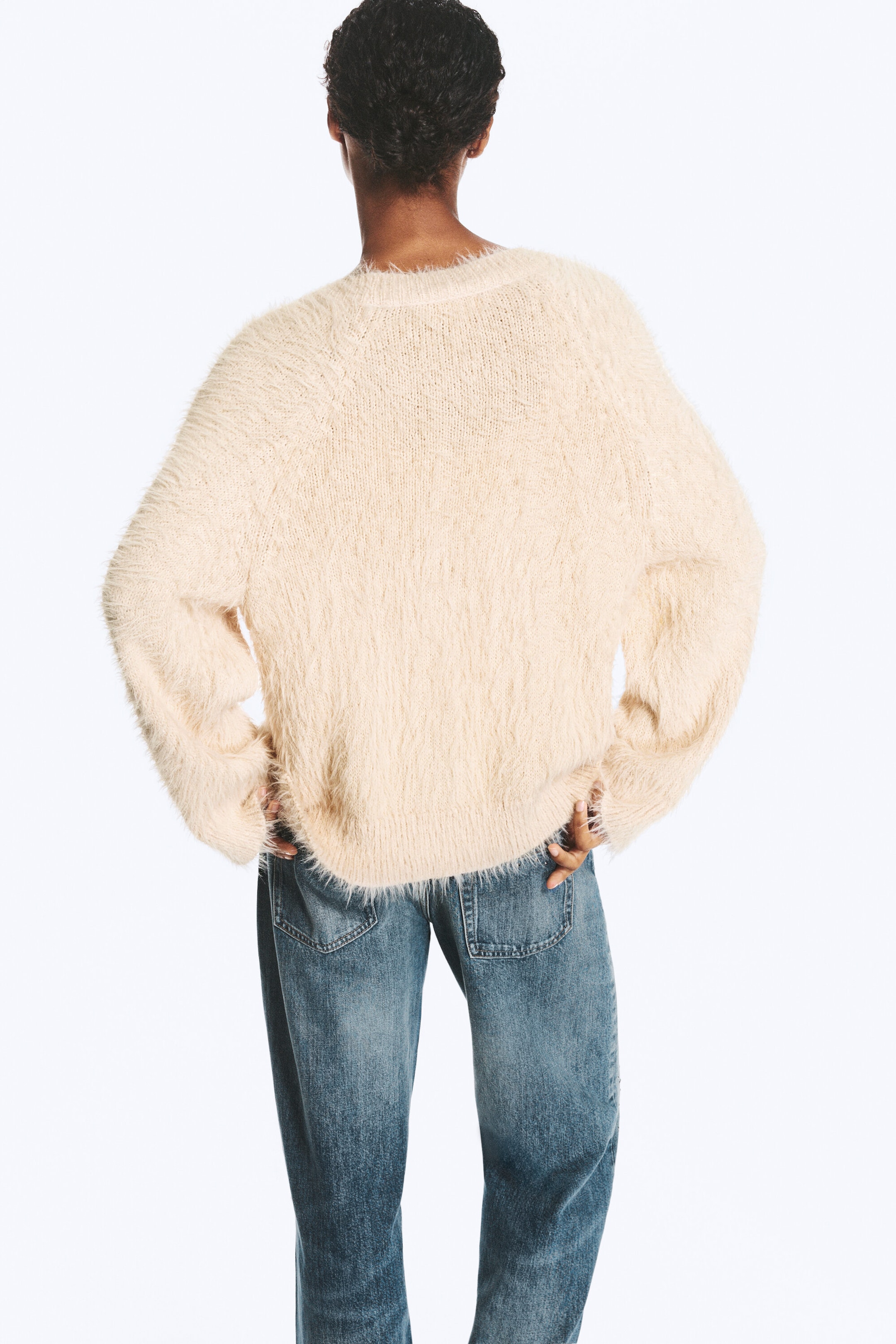 Beige - Cardigan oversize à col en V - 2