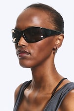 Svart - Svarta Linser - Wrap-Around Solglasögon - 1
